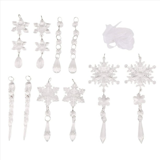 Adornos de Carámbanos de Acrílico Transparente para Árbol de Navidad, Colgantes de Carámbanos de Cristal para Decoración de Navidad y Año A