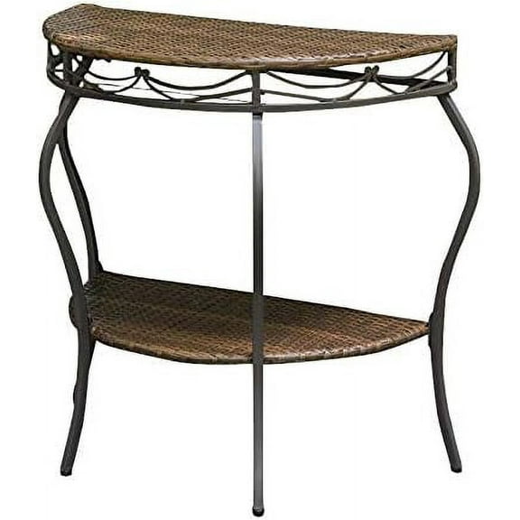 Valencia Resin Wicker/Steel Two Tier Half Moon Wall Table