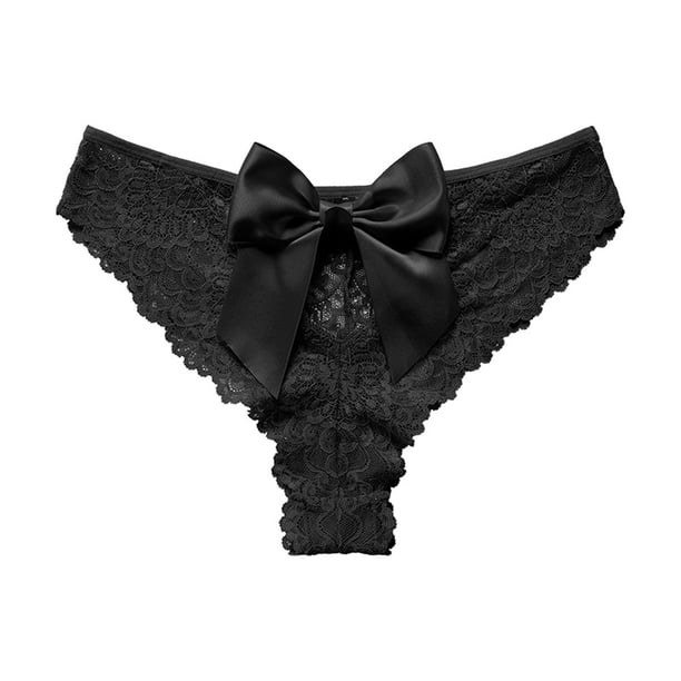Gibobby Panty sexy Ajuste Mujer Moda Navidad Sexy Encaje Elástico Hueco Low Rise Bowknot Ropa interior sexy(Negro, S)