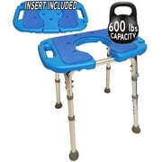 Platinum Health Atlas Bariatric Shower Bath Bench 600lb Capacity Padded Cutout Heavy Duty Chair Stool Adjustable Height XL Seat