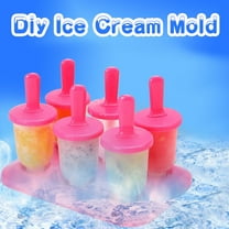 Huayishang Silicone Molds Round Ice Cream Mold with Lid 1 Set (6 Pieces) Rose Red, Kitchen Essentials Clearance Sale Hot Pink