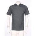 thumbnail image 3 of renvena Veste de Chef à Manches Courtes Unisexe pour Homme Col Montant Chemises de Chef Manteau Boutons-Pression Uniforme Gris Foncé 4TG, 3 of 7