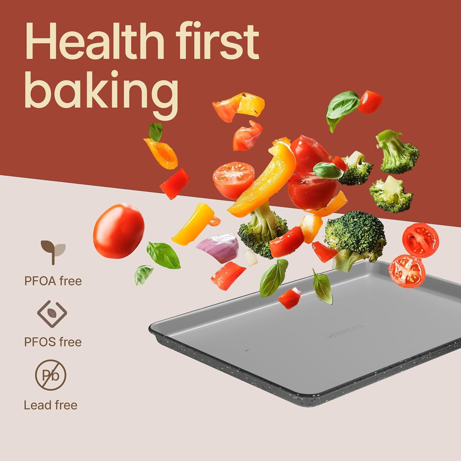 8-Piece Stackable Bakeware Set - Aluminized Steel with Ceramic Non-Stick Coating, Healthy Baking, Ergonomic Handles, Cooling Rack, Non-Toxic, Oven-Safe, Durable Quality