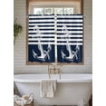 thumbnail image 4 of Navy Blue Anchor Bathroom Window Curtain, Nautical Coastal Abstract Art Light Filtering Coffee Kitchen Curtains, Bedroom Living Room Curtains 2 Panel 84"x54", 4 of 6