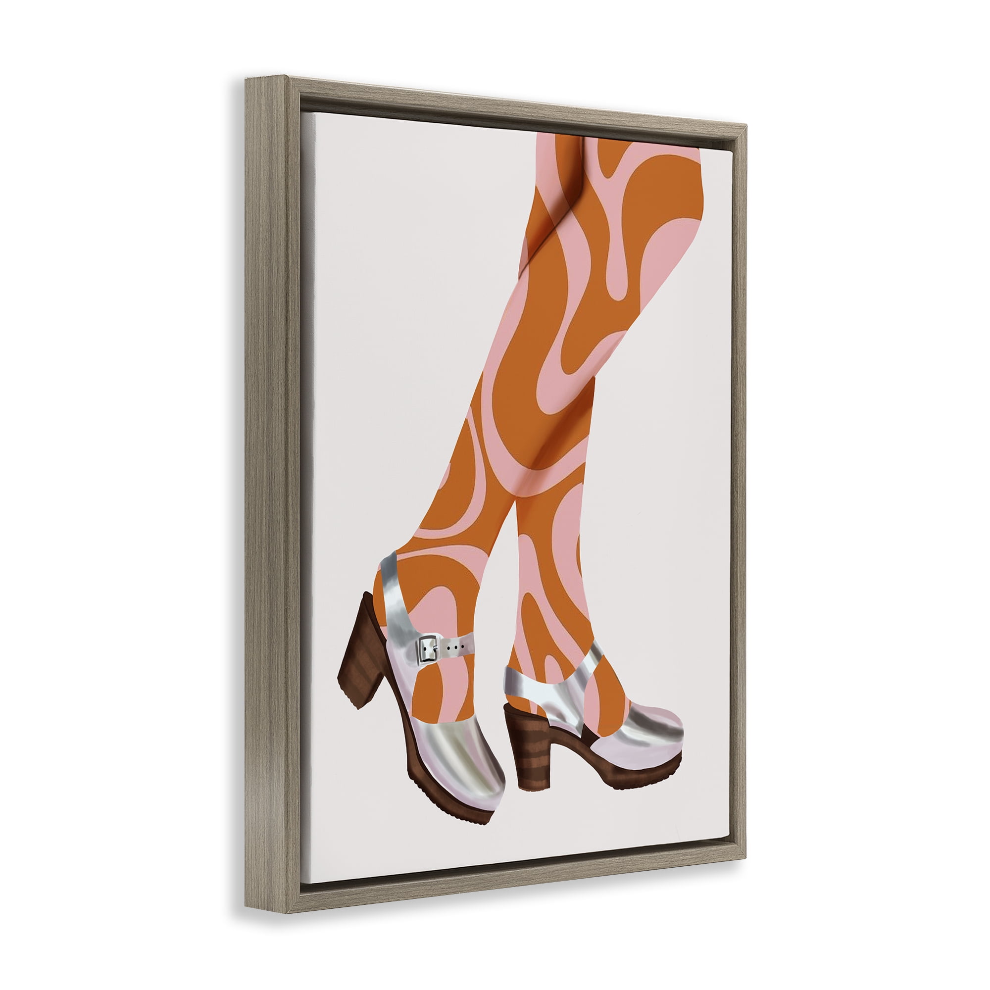 Stupell Industries Groovy Fashion Legs People Painting Brown Floater Framed Canvas Art Print Wall Art, 25 x 31