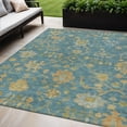 thumbnail image 2 of HomeRoots 626249 5 x 8 ft. Teal, Blue & Gold Floral Washable Traditional Indoor & Outdoor Rectangle Area Rug, 2 of 8