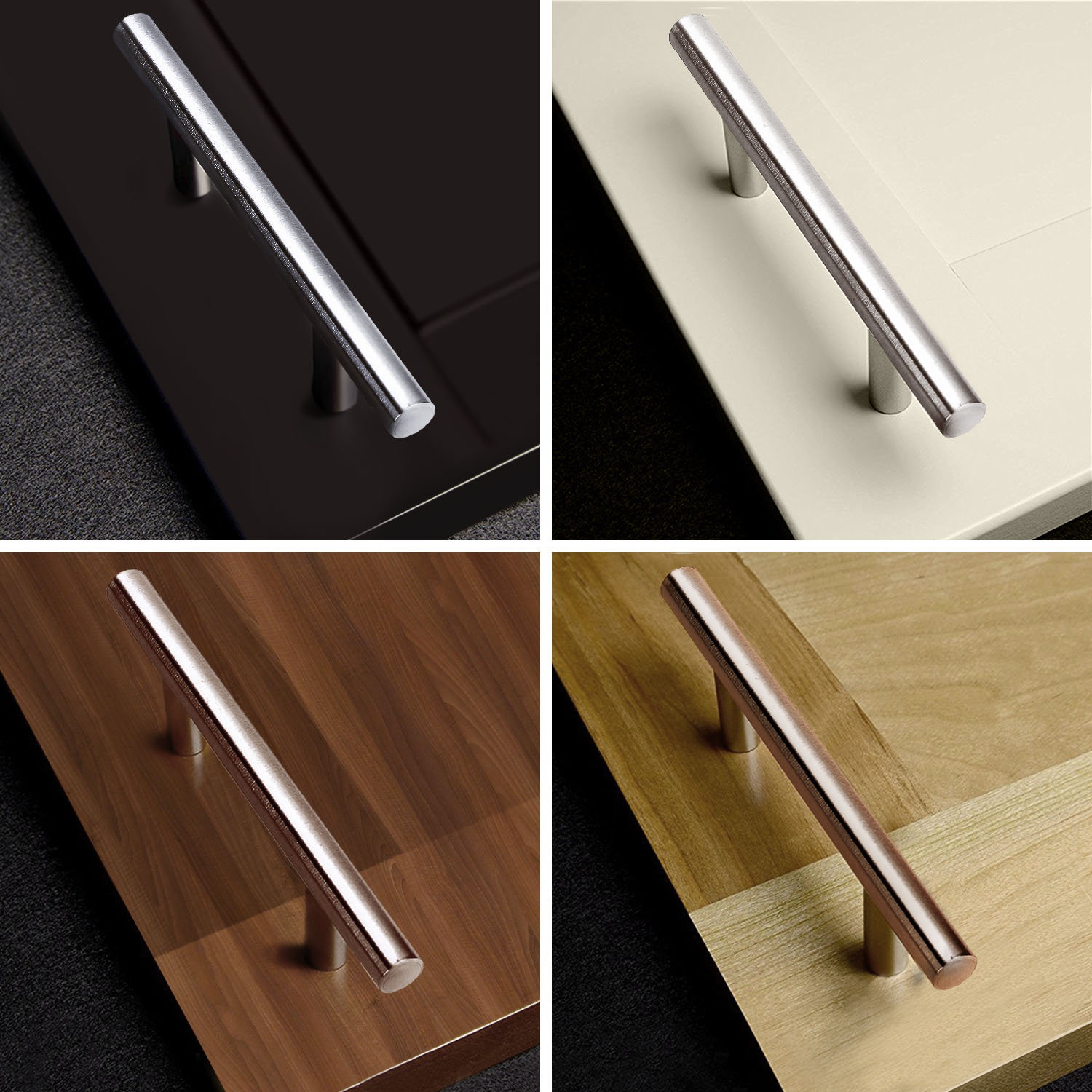 1 Pack Kitchen Cabinet Handles Silver Drawer Pulls 4 inch, 2.5 inch Hole Center, Solid Stainless Steel T Bar with Satin Brushed Nickel, Hardware for Kitchen Cupboard Door Bathroom Furniture - image 4 of 7