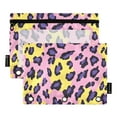 thumbnail image 2 of 2 Pack Pencil Pouch for 3 Ring Binder Smooth Zipper Folders with Pockets Clear Window Pencil Case Yellow Purple Leopard, 2 of 6