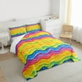 thumbnail image 3 of Feelyou Rainbow Stripe Waves Full Size Comforter Sets, Colorful Lines Abstract Bedding Comforter Set, Teens Kids Boys Girls Reversible Bedding Sets, Lightweight Room Decor, 3 Pieces, 3 of 8