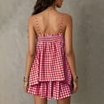 thumbnail image 5 of Women Striped Pajama Set Ruffle Hem Spaghetti Strap Cami Top Wide Leg Shorts Set 2 Piece Pj Outfits Wine L(L), 5 of 8