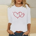 thumbnail image 1 of Ailaofu T-Shirts de la Saint-Valentin à Manches 3/4 Col Rond pour Femmes avec Imprimé Cœur Graphique, 1 of 5