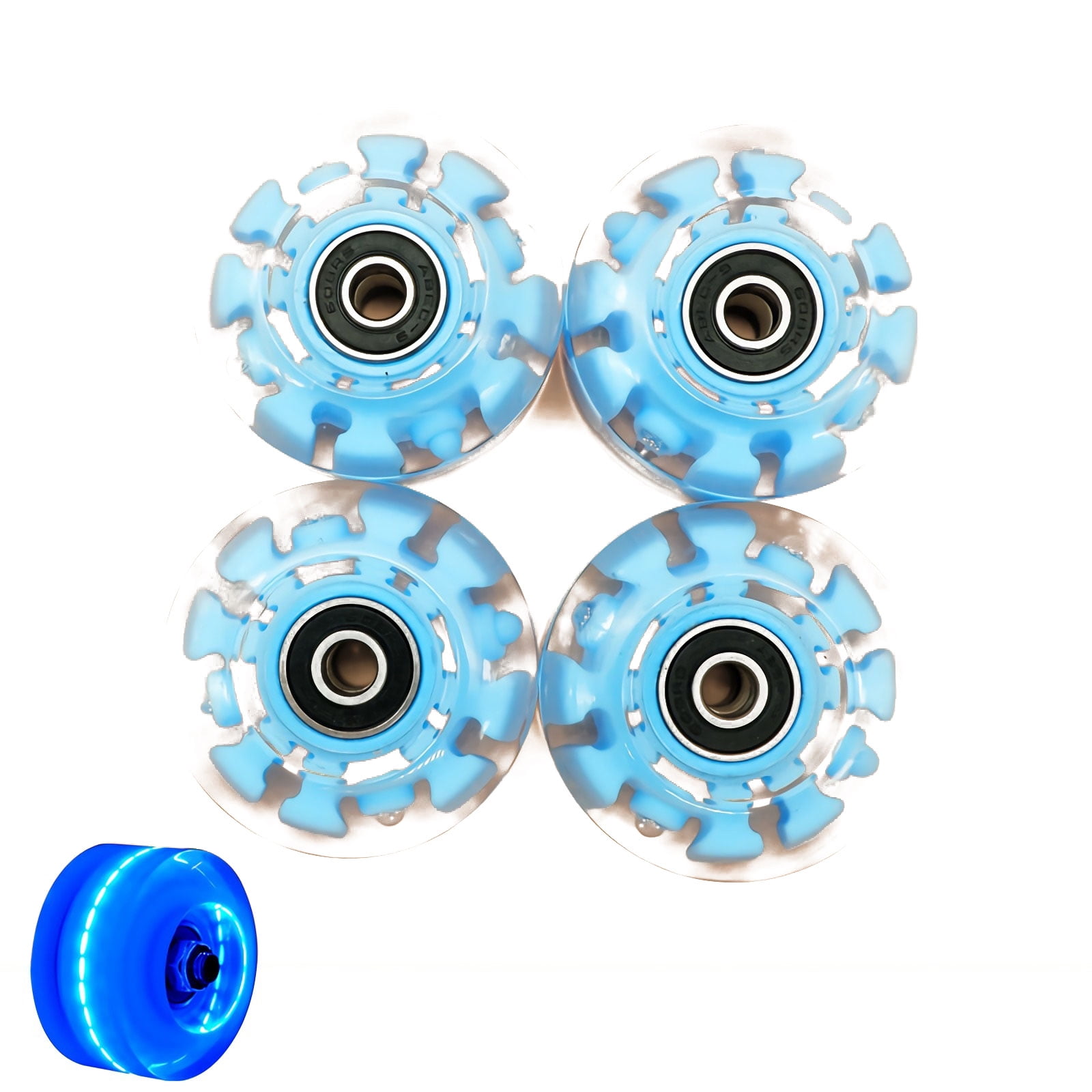 Roller Skate Wheels Luminous Light Up 32mm x 58mm Luminous Light up Roller Skate Wheels Suitable for Double Row Skating and Skateboard with Bearings 4 Pcs Outdoor Roller Skate Wheels Flash
