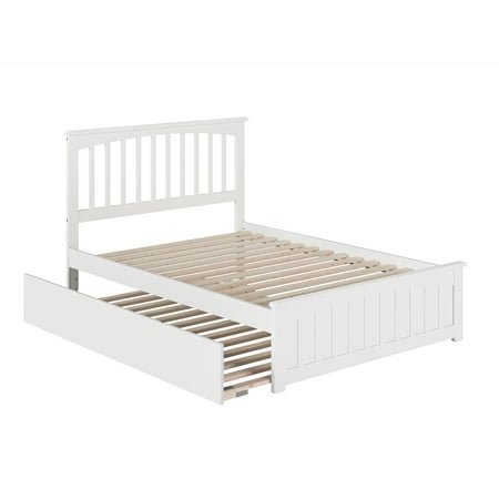 Mission Full Platform Bed with Matching Foot Board with Full Size Urban Trundle Bed in White