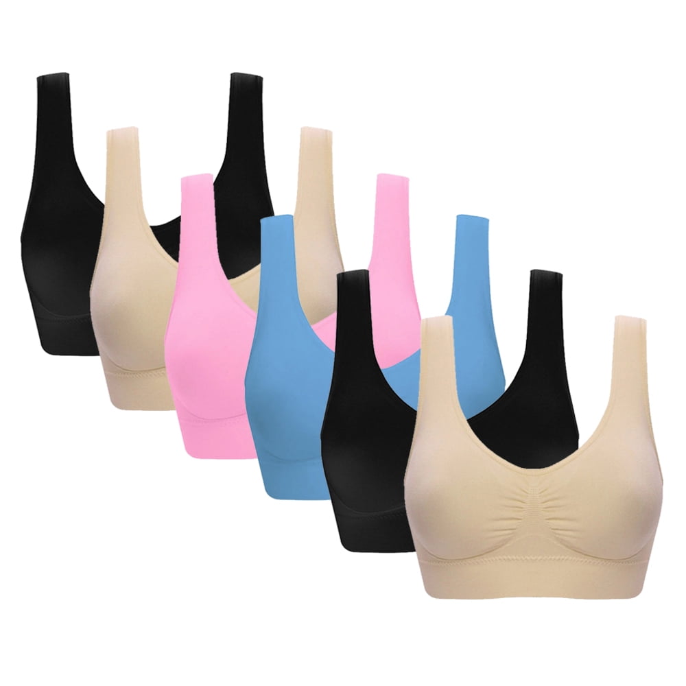 Valcatch 6 Pack Sports Bras for Women Seamless Wirefree Comfort Back