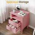 thumbnail image 5 of May in Color Pink Fluted Nightstand with 2 Drawers, Modern Wooden Sofa Table with Storage for Small Spaces, Tall End Table for Bedroom,Living Room, Couch Coffee Table, 5 of 7