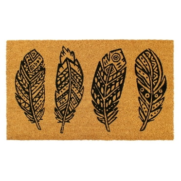 Rugsmith Machine Tufted Four Feathers Indoor And Outdoor Coir Doormat, 18" X 30"