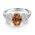 thumbnail image 2 of Gem Stone King 10K White Gold Ecstasy Mystic Topaz, White Lab Grown Diamond Engagement Ring for Women | 2.34 Cttw | Oval 8X6MM | Gemstone November Birthstone | Size 8, 2 of 5