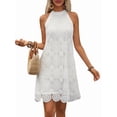 thumbnail image 3 of Women'S Sleeveless Halter Neck Water Soluble Lace Embroidered Dress Summer Elegant White S, 3 of 9