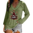 thumbnail image 2 of EchfiProm Funny Tops for Women Long Sleeve Loose Plus Size Christmas V Neck Green Reindeer Females Tee Shirts, 2 of 6