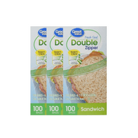 (3 Pack) Great Value Double Zipper Sandwich Bags, 100 Count