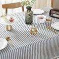 thumbnail image 3 of Stripe Tassel Tablecloth Cotton Linen Resistant/Dust-Proof Waterproof Table Cover for Kitchen Dinning Tabletop Decoration (Rectangle/Oblong,55 x 79 Inch, Blue), 3 of 5