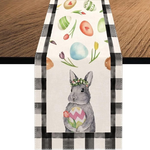 Decoraciones de Pascua, adornos de Pascua, regalos de Pascua, bandera de mesa de lino, manteles de Pascua para el hogar, comedor, sala de estar, decoración de interiores, manteles de poliéster decorat