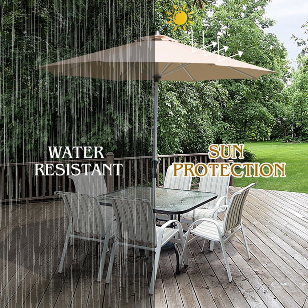 Aimee Lii 9 Feet Patio Outdoor Market Umbrella with Aluminum Pole without Weight Base, Outdoor Umbrellas for Patio, Beige Aimee Lii 9 Feet Patio Outdoor Market Umbrella with Aluminum Pole without Weight Base, Outdoor Umbrellas for Patio, Beige