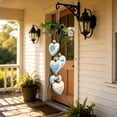 thumbnail image 2 of Doghiosgha Wooden Heart Hanging Wall Ornament Farmhouse Bow Decor with Wooden Pendants for Entryway Living Room Home Decor, 22.8 Inch, Blue, 2 of 6