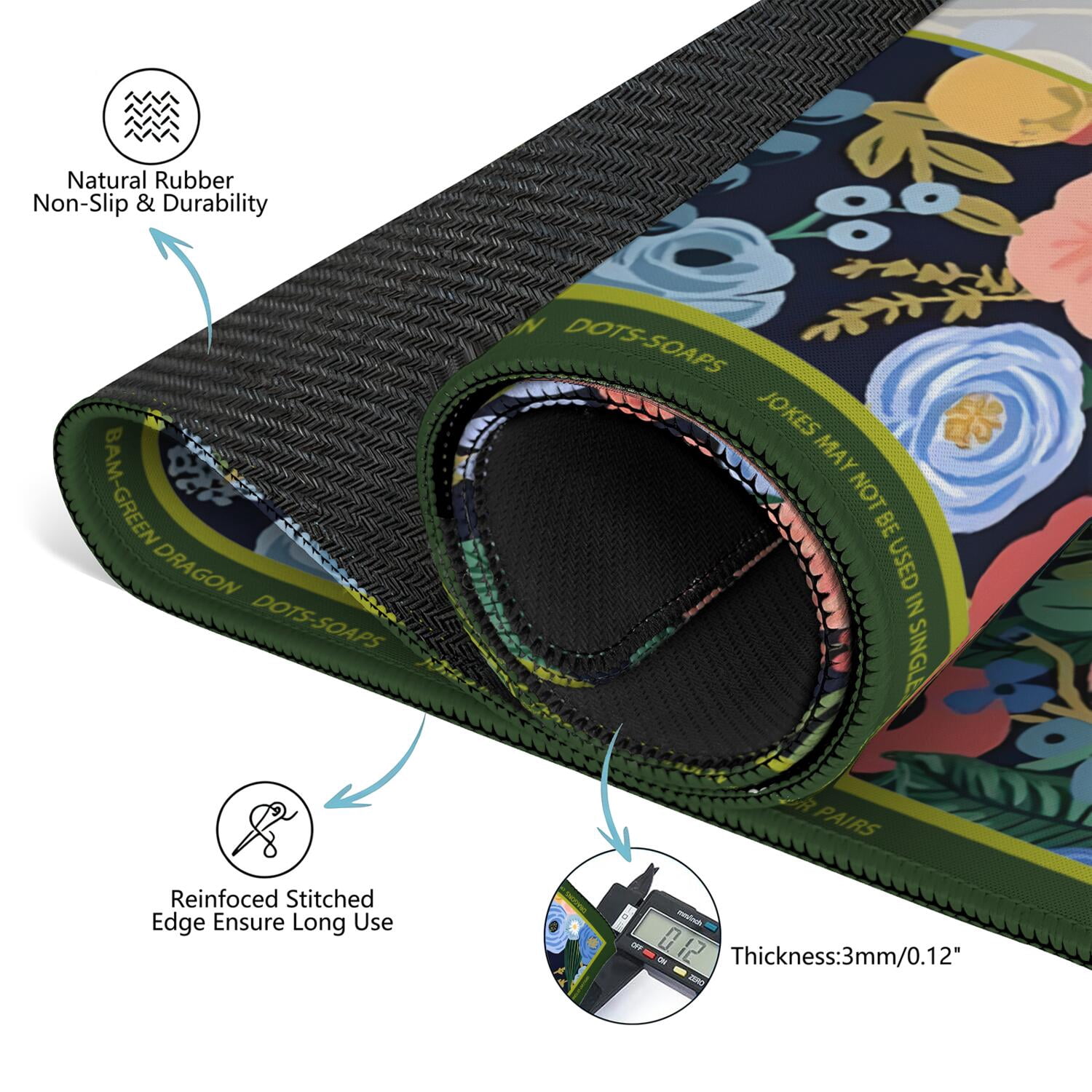 Green Mahjong Mat with Rules, 31.5*31.5in Anti Slip American Mahjong Mat for Table, Noise Reduction, Neoprene Mah jongg Mats with Carrying Bag & 3 Dices, Mahjong Set Gift, Board Tile Games Mats