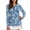 Blue Floral Pattern, variant on Jiueut Zip Up Polo for Women UV Protection Pullover Blue Floral Pattern Sports Golf Polo with Long Sleeves Loose Fit Daily Wear Polo Shirt V Neck, Size XX-Large