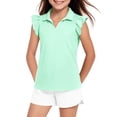 thumbnail image 2 of Lumtrix Girls Short Sleeve Polo Shirt Kids Cute Flying Ruffle Sleeve Collar School Uniform Shirts Tops 5-14 YearsMint Green 150, 2 of 8