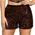 thumbnail image 2 of Ahabrexf Sequin Shorts for Women High-Waisted Stretchy Party Shorts, 2 of 9