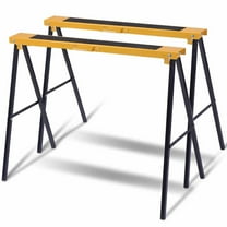 Demifill 2 Packs Heavy Duty Sawhorse with Steel Folding Legs and Sturdy Construction, Black Yellow