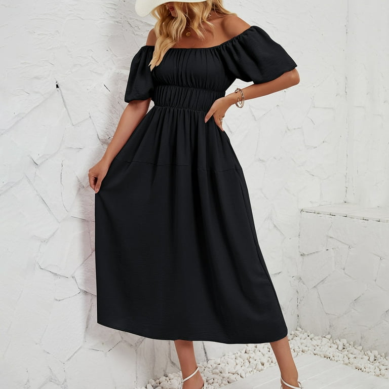 chinese dress ladies Black Off Shoulder High Low Dress