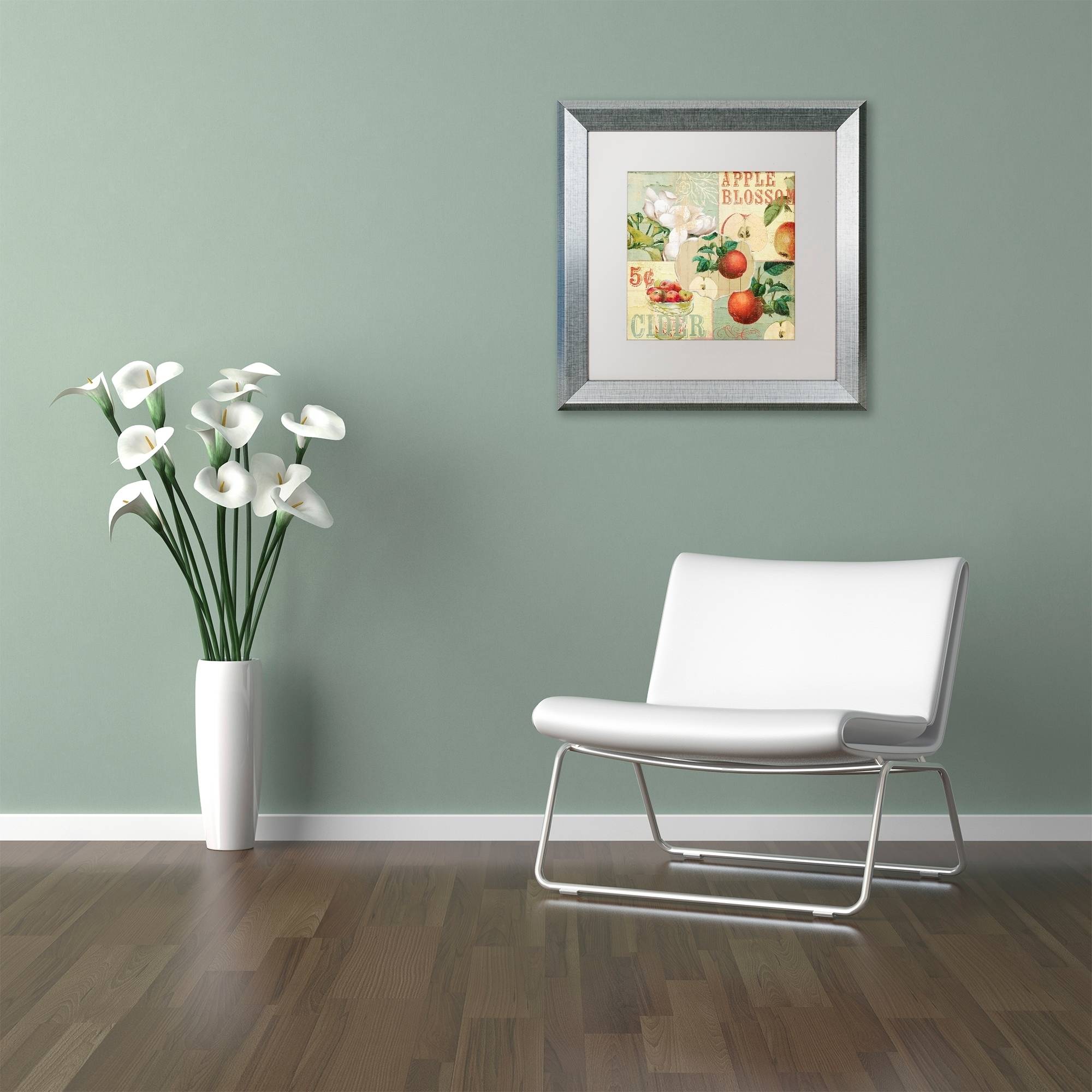 Trademark Fine Art "Apple Blossoms I" Canvas Art by Color Bakery White Matte, Silver Frame