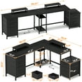 thumbnail image 5 of GIKPAL L Shaped Desk, 66'' Computer Desk with Power Outlet, Home Office Desk with 5 Drawers, Coner Gaming Desk,Black, 5 of 9