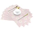 thumbnail image 2 of LNWH Daisy Pink Background Pattern Placemats, 6 PCS Heat Resistant Washable PVC Table Mats, 18"x12", 2 of 6