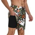 thumbnail image 3 of Daiia Rabbits on Floral Mens Swim Trunks Swim Shorts Quick Dry Swim Shorts with Mesh Lining Pockets-X-Large, 3 of 9