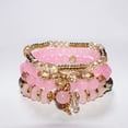 thumbnail image 1 of Xiao Hua Pulseras de cuentas apilables bohemias para hombres y mujeres, brazaletes de cuentas multicapa elásticos bohemios con dijes, joyería multicolor, rosa, 1 of 5