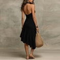 thumbnail image 6 of QUNYINEY Midi Women Dresses Summer Halter Sleeveless A Line Black Sundress Ruffle Loose Fit V Neck Dresses, 6 of 6