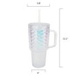 thumbnail image 5 of Holiday Time 30 oz Plastic Double Wall Insulated Prismatic Textured Tumbler with Straw and Handle, White Iridecent, 5 of 6