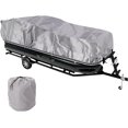 thumbnail image 1 of Universal Boat Adjustable Storage Cover - 25'-28'L to 96” Pontoon Boats Protection Custom Heavy Duty Waterproof Mildew Weather Resistant Polyester Fabric, Snap Strap, Elastic Cord, Bag - Pyle PCVHP442, 1 of 4