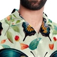 thumbnail image 5 of Flower Butterfly Men's Short Sleeve Beach Shirts, Casual Poplin Button Down Shirt, Summer Casual Printed Unisex Shirts, 5 of 6
