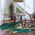 thumbnail image 3 of Round Rugs 5Ft, Green Marble Round Area Rug Washable Indoor Throw Carpet, Grey Gold Texture Vintage Farmhouse Art Soft Non Slip Circle Rug for Cabinet Bathroom Home Decor Aesthetic, 3 of 8