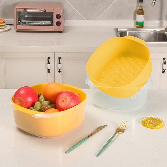 Colador de Verduras y Recipiente para Remojar | Colador de Cocina Multifuncional de Abs | Grandes Orificios de Drenaje | Lavador de Verduras y Frutas | Almacenamiento de Alimentos, Recipiente para Me