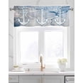 thumbnail image 2 of Marble Nautical Anchor Linen Curtain Valance for Bedroom/Bathroom/Kitchen/Office/Living/Dining Room Window,Contemporary Abstract Blue White Pocket Topper Drapes Decorative Cafe Drapery Panel 42"x18", 2 of 6