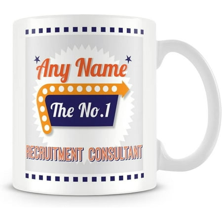 

Recruitment Consultant Mug - Number 1 Retro Personalised Cup with Name Customise with Name - Green