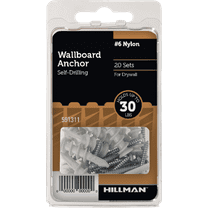 Hillman Wallboard Anchors with Screws (#6), Nylon - 20 Sets