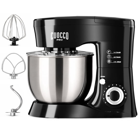 CUOCCO PRO 5.5 Qt Stand Mixer, Mixers for Kitchen, Handles Up to 800g/1.76 lb Dry Flour, 1000W Peak, 11 Speeds Pulse, Dough Hook, Beater & Whisk for Bread & Pizza, Cake & Cookies