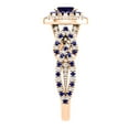 thumbnail image 4 of Dazzlingrock Collection 6X4mm Oval Blue Sapphire with Round Blue Sapphire & White Diamond Interweaving Double Halo Wedding Ring for Women in 10K Rose Gold, Size 6.5, 4 of 6